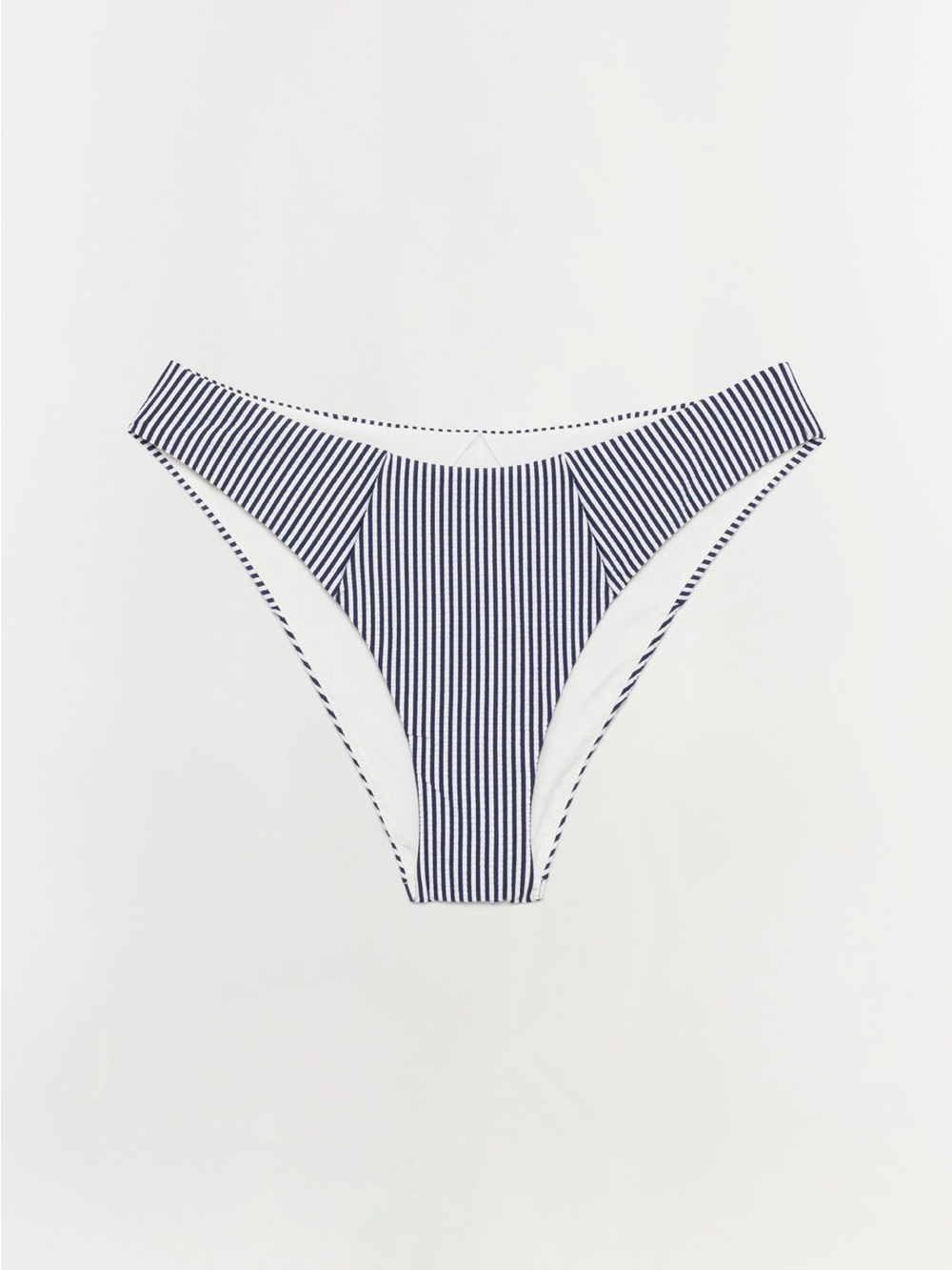 SIMKHAI Navy Blue/White Seersucker Stripes Keagan Bikini Bottom size Small EUC